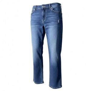 WHBM BLANC Slim Capri Jeans 4 R‎ Blue Mid-Rise Cropped Denim Classic Clean Girl